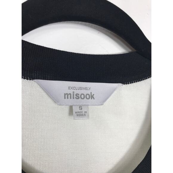 Misook Small Sweater Colorblock Blue White Shoulder Pads Everyday Simple Artsy - Picture 3 of 9